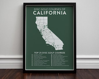 Disc Golf Top 25 Courses of California Map