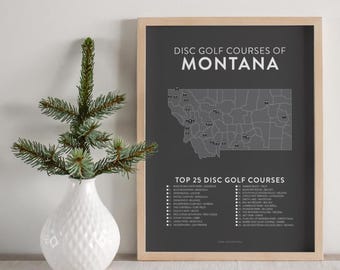 Montana Disc Golf Courses Map: Top 25 Poster