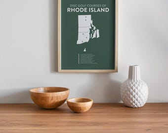 Rhode Island Disc Golf Courses Poster | Checklist Map, Gift for Golfers