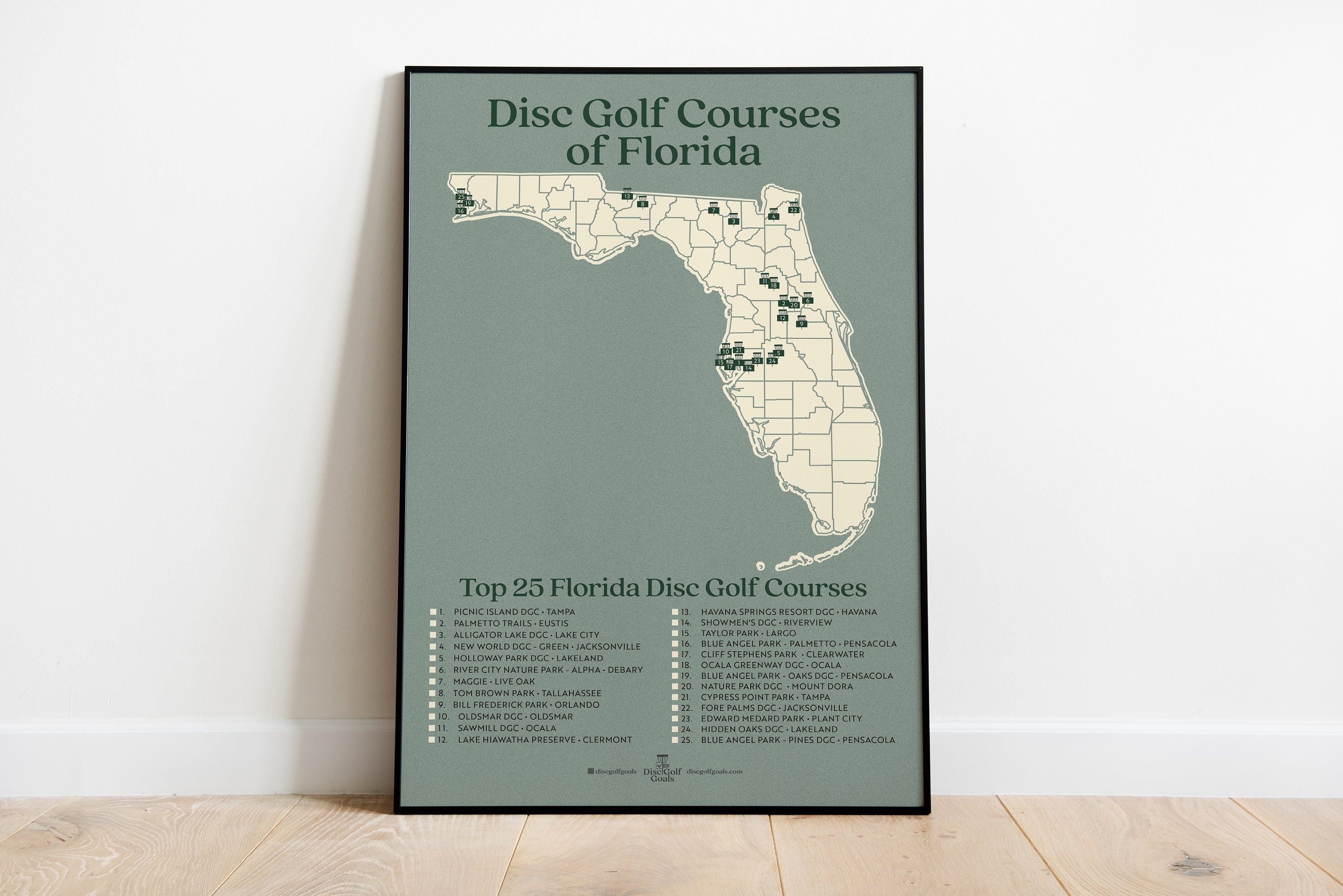 Disc Golf Top 25 Courses of Florida Map Etsy