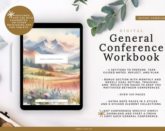 April 2024 General Conference Digital Workbook | Portrait Orientation | Goodnotes General Conference Workbook | Digital Scripture Journal