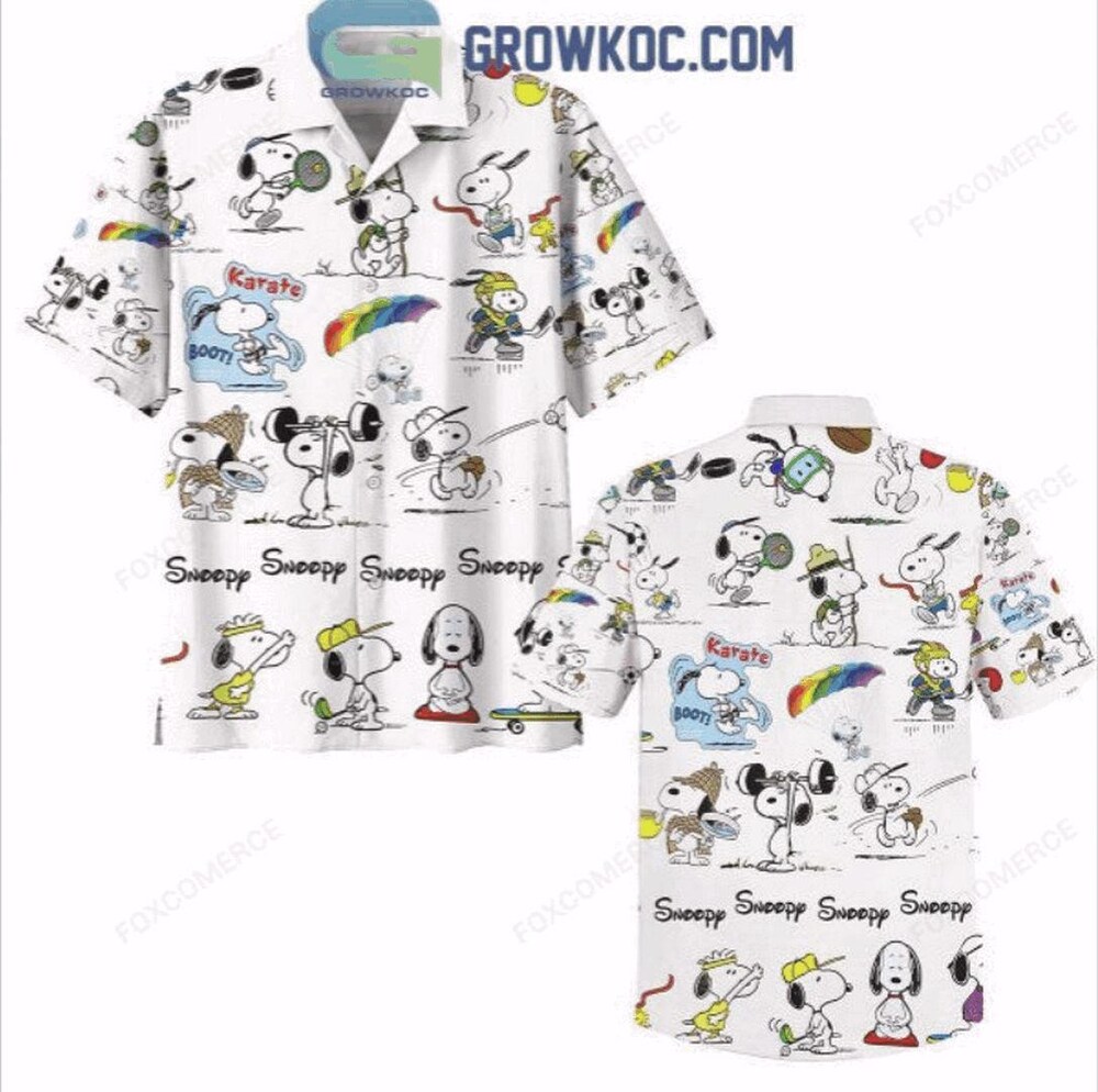 Snoopy Karate Boot Peanuts Hawaiian Shirt Charlie Brown Tee Shirtcanvas