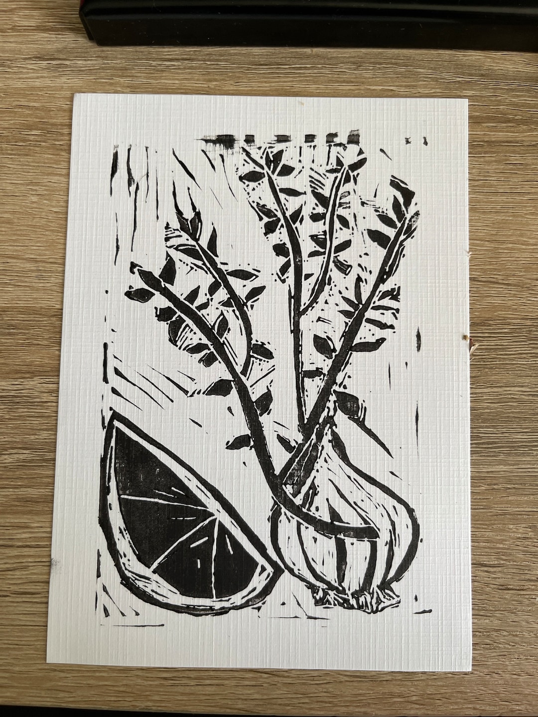 Garlic Thyme and Lemon Linocut Print Etsy
