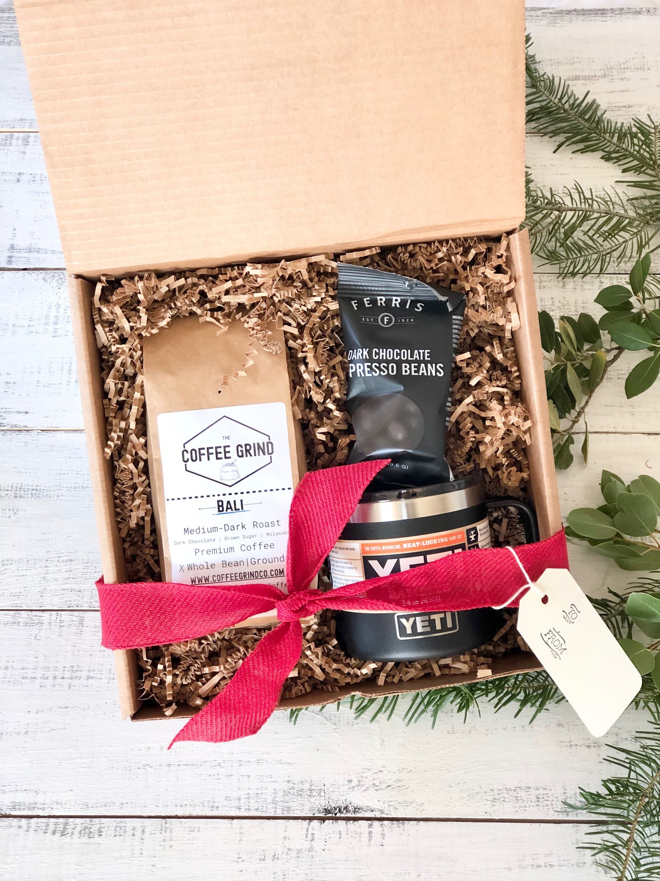 Coffee Gift Box With Yeti Mug, Coffee Lovers Gift Set, Yeti Rambler Mug &  Coffee, Chocolate Covered Coffee Beans, Coffee Gifts