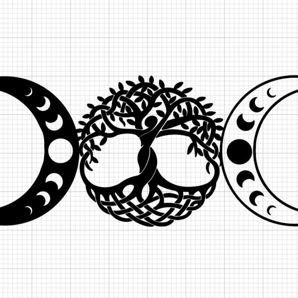 Triple Goddess design, svg, pdf, cricut, jpg, decal, wicca, pagan, moon