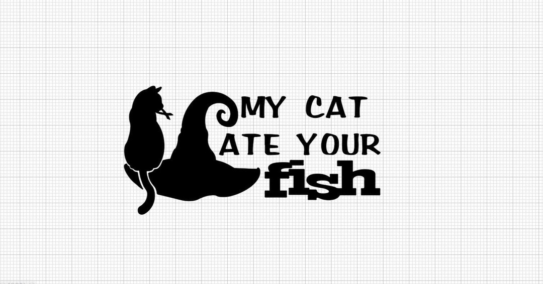 INDIGOS UG Adesivo Auto - Sticker - Auto - JDM - Die Cut - My Cat Ate Your Fish Fun Decal Laptop Window Sticker - Argento - 137 mm x88 mm