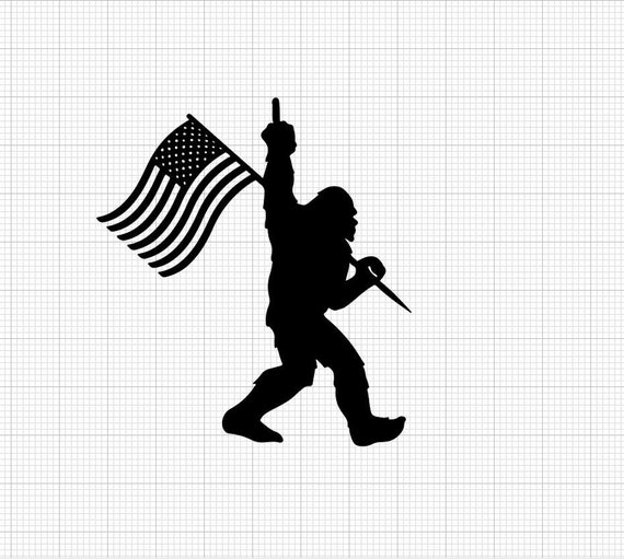 Sasquatch With American Flag and Middle Finger Cool Bigfoot | Etsy