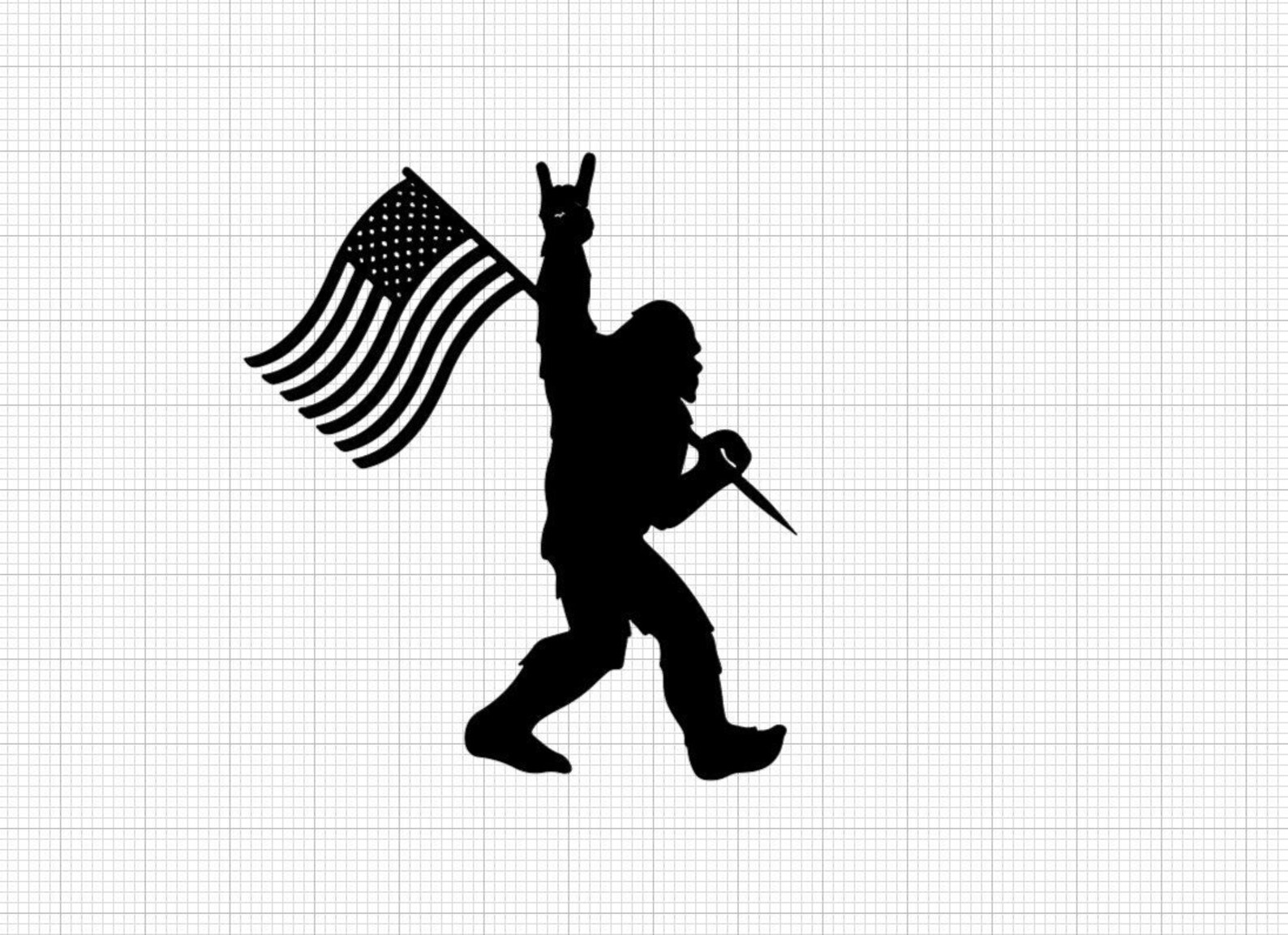 Sasquatch With American Flag Cool Bigfoot Design Svg Pdf - Etsy
