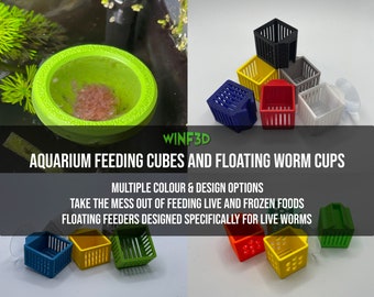 Various Fish Feeders for Aquarium Fish Tank Bloodworm Brine Shrimp Frozen Food Feeding Cup | All Colours, Sizes + Floating Worm Feeders