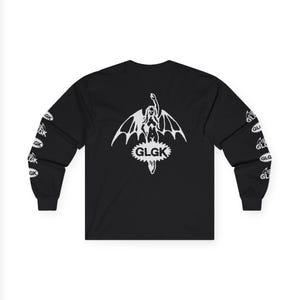 GLGK Succubus - Horror-Inspired Skeleton Long Sleeve Shirt with Flying Eyes - Punk Rock Skateboarding Tee - Vintage - BLK