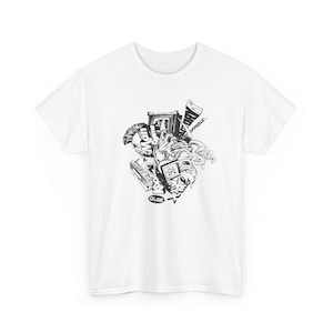 Devils Punk Rock Heavy Metal Horror Comic Collage T-Shirt (Gothic Grunge Alternative Graphic Tee)