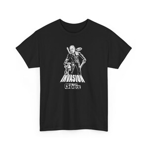 Invasion of the Gods Black Punk Rock Heavy Metal Horror Collage T-Shirt (Gothic Grunge Alternative Graphic Tee)