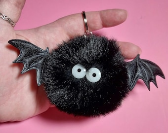 bat pom pom keychain