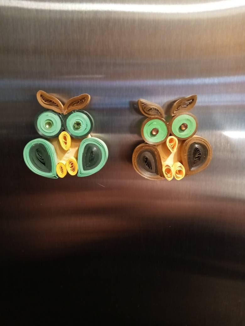 Quilling owl fridge magnets