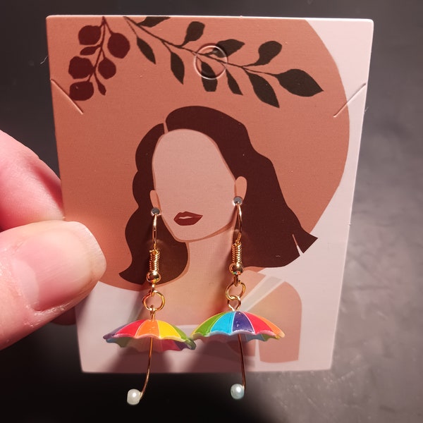 Rainbow umbrella earrings