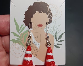 Traffic cone dangle earrings