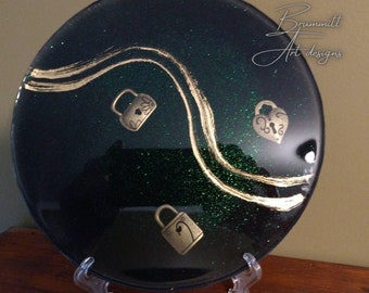 Resin Plate Art Decor -Locks of Green