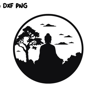 Buda SVG, Buda Png, Silueta de Buda, Svg espiritual, Yoga Svg, Lotus Svg, Budismo, Yoga Clipart, Chakra Svg Dxf Png Meditación