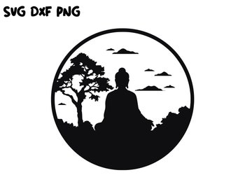 Buddha SVG, Buddha Png, Buddha Silhouette, Spiritual Svg, Yoga Svg, Lotus Svg, Buddhism, Yoga Clipart, Chakra Svg Dxf Png Meditation