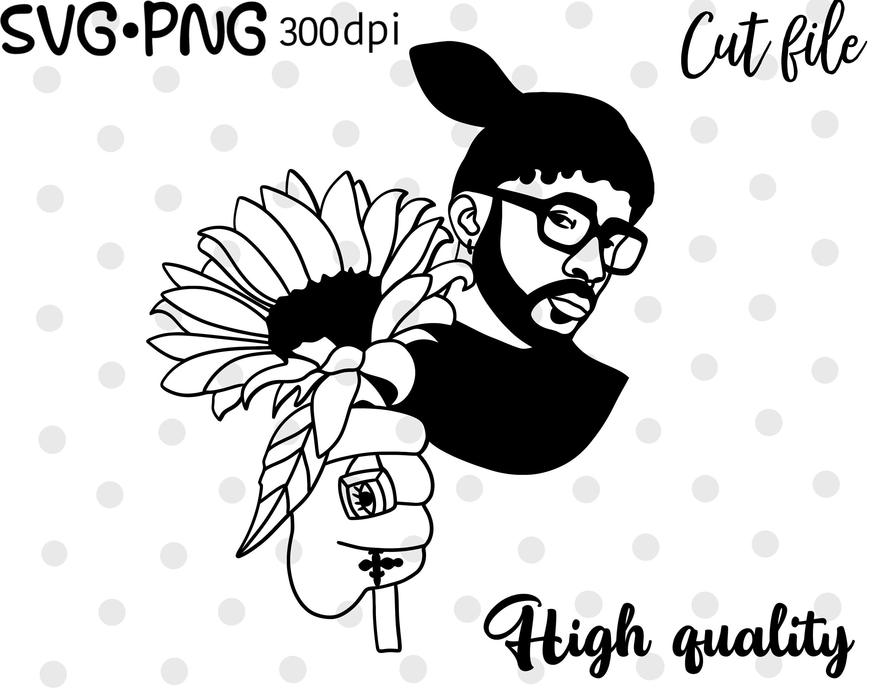 Bad Bunny Sunflower SVG PNG Cute File for Cricut and - Etsy