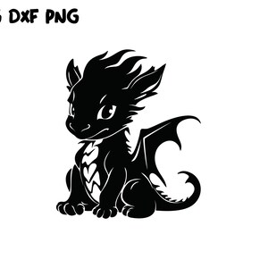 Bebé Dragón SVG, Fantasía SVG, Lindo Animal Mítico SVG, Archivo de Corte Cricut Silueta Imprimible Clip Art Vector Digital, Dxf, Png, Svg
