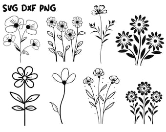 Pacote Svg de flores, arquivos Svg de flores, buquê de flores Svg, Svg floral, Svg de borda de flores, rosa, arquivos Svg de flores para Cricut e silhueta