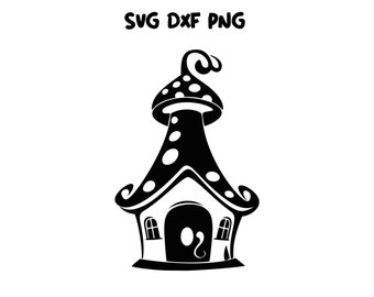 Mushroom house svg, hongo svg, png, dxf, casa de hadas, imágenes prediseñadas de hongo, Boho Mushroom svg Design, Magical Forest svg Design, Gnome house