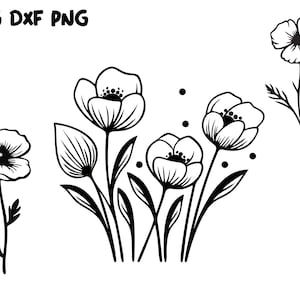 Coquelicot SVG Bundle Svg, Dxf, Png, couper fichier, fleur svg, fichier svg fleur, coquelicot Clipart, fichiers svg coquelicots, png coquelicot