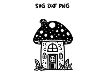 Mushroom house svg, hongo svg, png, dxf, casa de hadas, imágenes prediseñadas de hongo, Boho Mushroom svg Design, Magical Forest svg Design, Gnome house