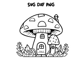 Mushroom house svg, hongo svg, png, dxf, casa de hadas, imágenes prediseñadas de hongo, Boho Mushroom svg Design, Magical Forest svg Design, Gnome house