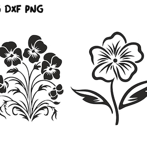 Viola SVG, File di taglio del fiore di febbraio, Contorno viole del pensiero, Acquario pianta DXF, Mese di nascita Fiore Design Fiore viola File di taglio a strati SVG