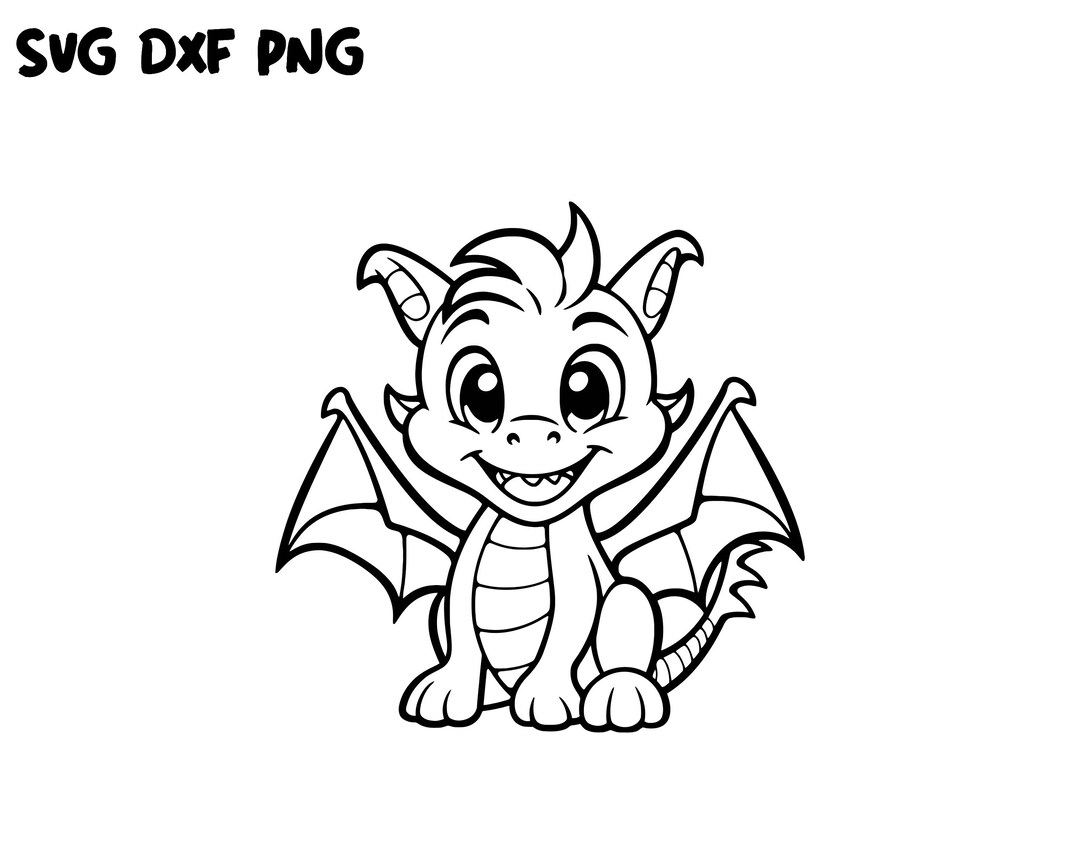 Baby Dragon SVG, Fantasy SVG, Cute Mythical Animal SVG, Cricut Cutting ...