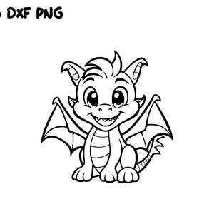 Bebé Dragón SVG, Fantasía SVG, Lindo Animal Mítico SVG, Archivo de Corte Cricut Silueta Imprimible Clip Art Vector Digital, Dxf, Png, Svg