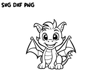 Baby Dragon SVG, Fantasy SVG, Cute Mythical Animal SVG, Cricut Cutting ...