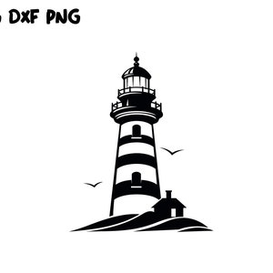 Leuchtturm SVG, Leuchtturm Silhouette SVG, Ozean SVG, Meer SVG, Insel SVG, Leuchtturm Design SVG, Schnittdatei für Cricut Silhouette svg dxf png