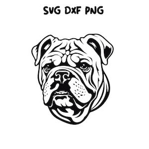 Bulldog inglese svg, file svg di cane sdraiato per Cricut, file di taglio laser dxf al plasma, modello vettoriale cnc, clipart di razza, png d'arte stampabile, download