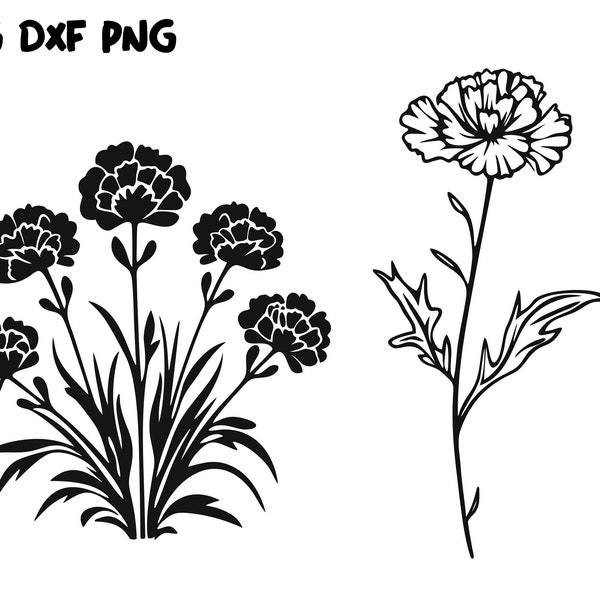 Marigold Flower SVG, Marigold SVG, Flower SVG, Marigold Flower Clipart, Marigold Flower Files For Cricut, Cut Files, Silhouette, Dxf Png