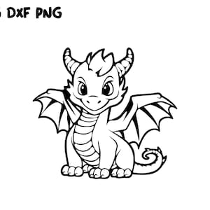 Baby Dragon SVG, Fantasy SVG, Cute Mythical Animal SVG, Cricut Cutting File Silhouet Afdrukbare Clip Art Vector Digitaal, Dxf, Png, Svg