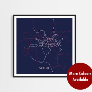 Impresión Giclée del mapa geográfico del metro de Seúl