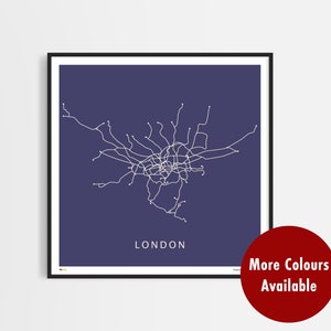 Mapa geográfico del metro de Londres Impresión Giclée