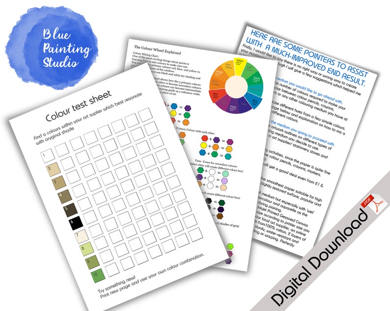 Colour by Numbers / Easy Paint by Number/ Paint by Numbers for Adult / Printable Colouring Pages