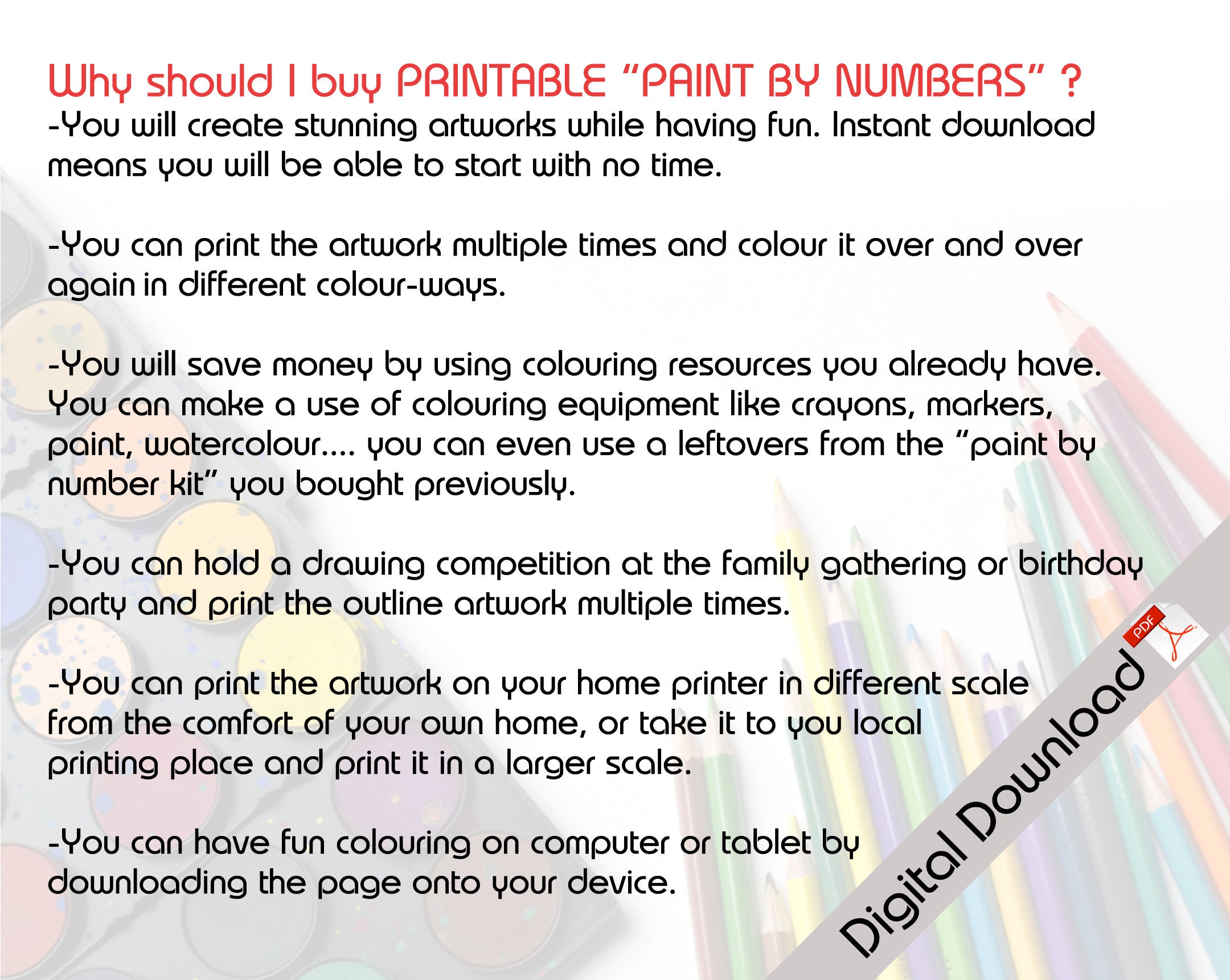 Printable Paint by Number / Children Paint by Number / - Etsy