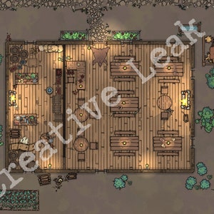 Fantasy Map | Tabletop Game Battle Map | Medieval Tavern Battle Map for Virtual Tabletop