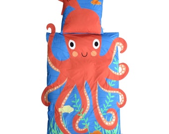 Bed linen Octopus red - 100% organic cotton (GOTS)
