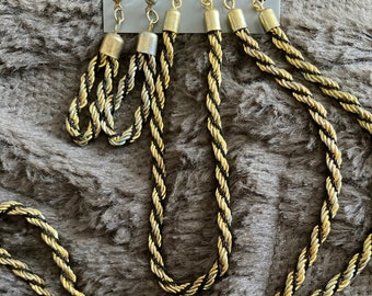 Ensemble chaîne en corde avec boucles d'oreilles et collier torsadé des années 1970, cadeau vintage tricolore, cadeau de bal, mariage