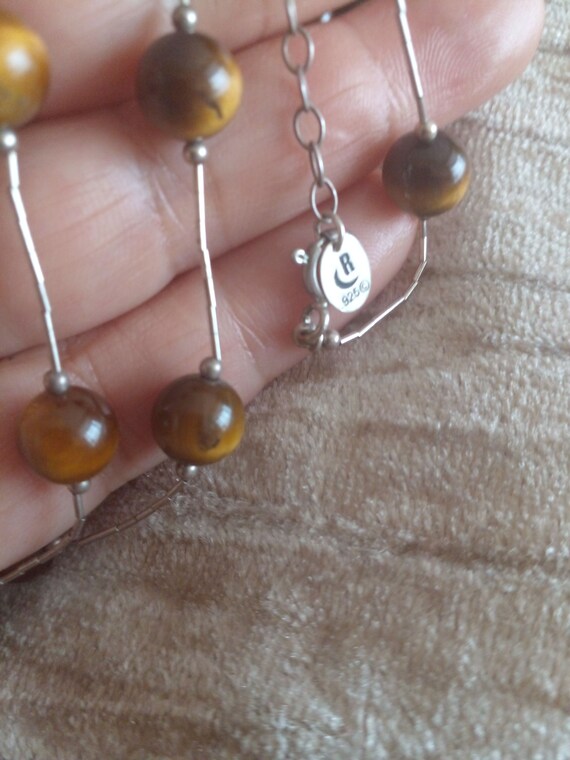 Solid silver tiger eye necklace  matching tiger b… - image 5