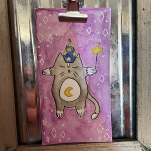 Wizard Kitty 4x3 Watercolor Mini Painting