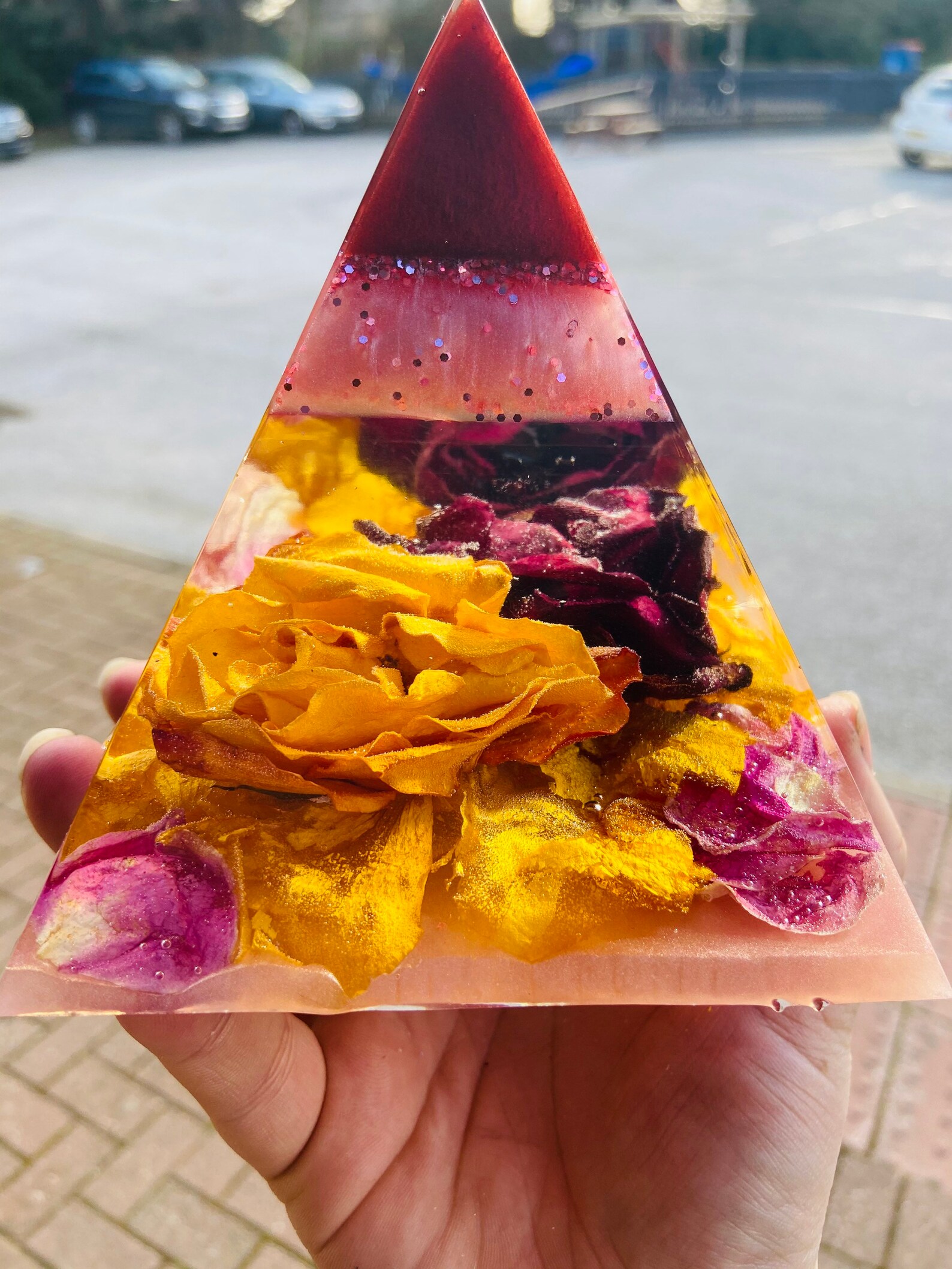 Custom Flower Pyramid / Resin Pyramid / Real Flower Pyramid / Etsy