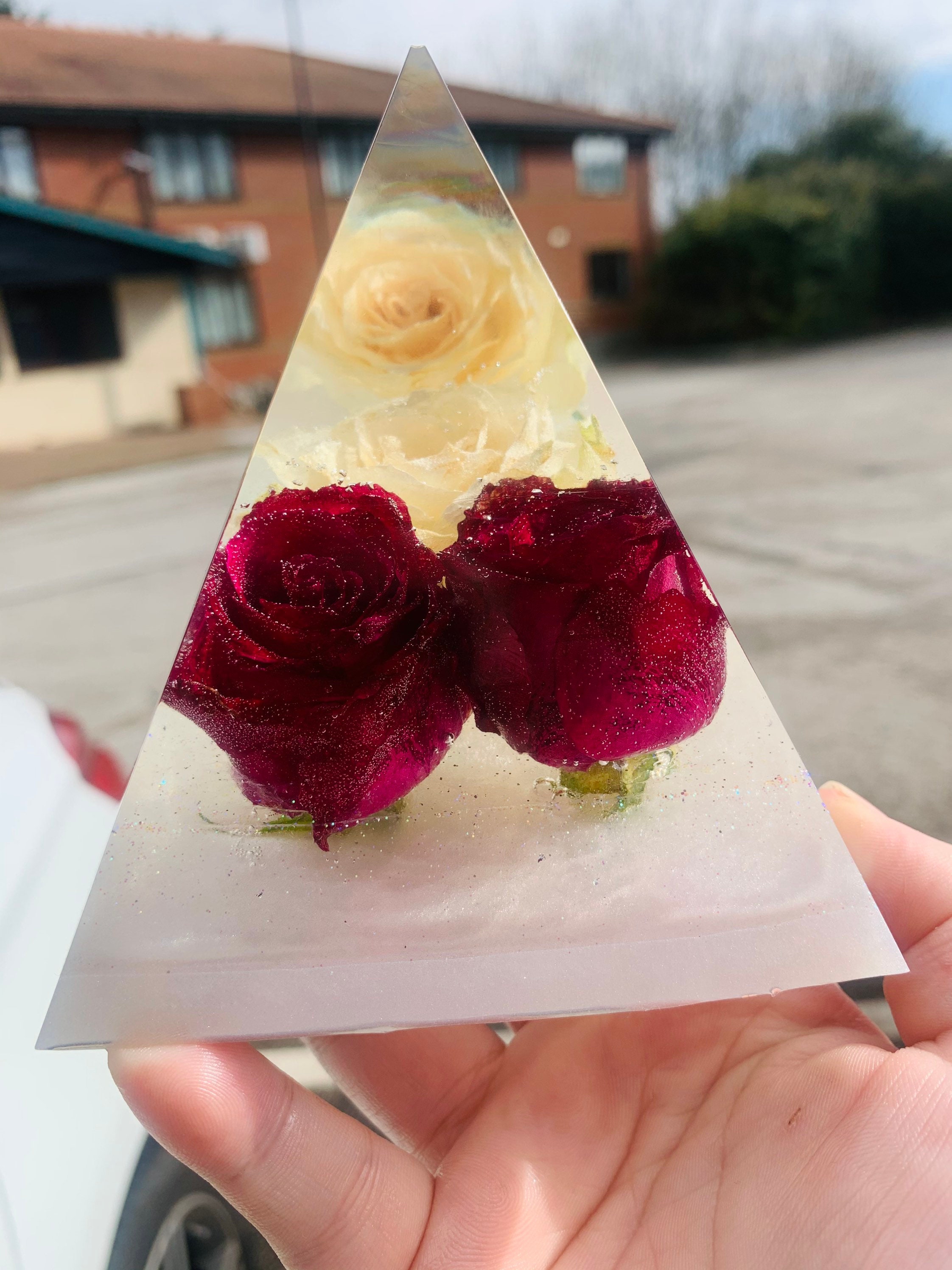 Custom Flower Pyramid / Resin Pyramid / Real Flower Pyramid / Etsy