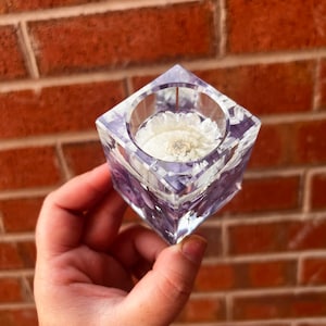 Flower Preservation Tea Light Holder / Memorial Flowers / Wedding Flowers / Funeral Flowers / Resin Keepsake